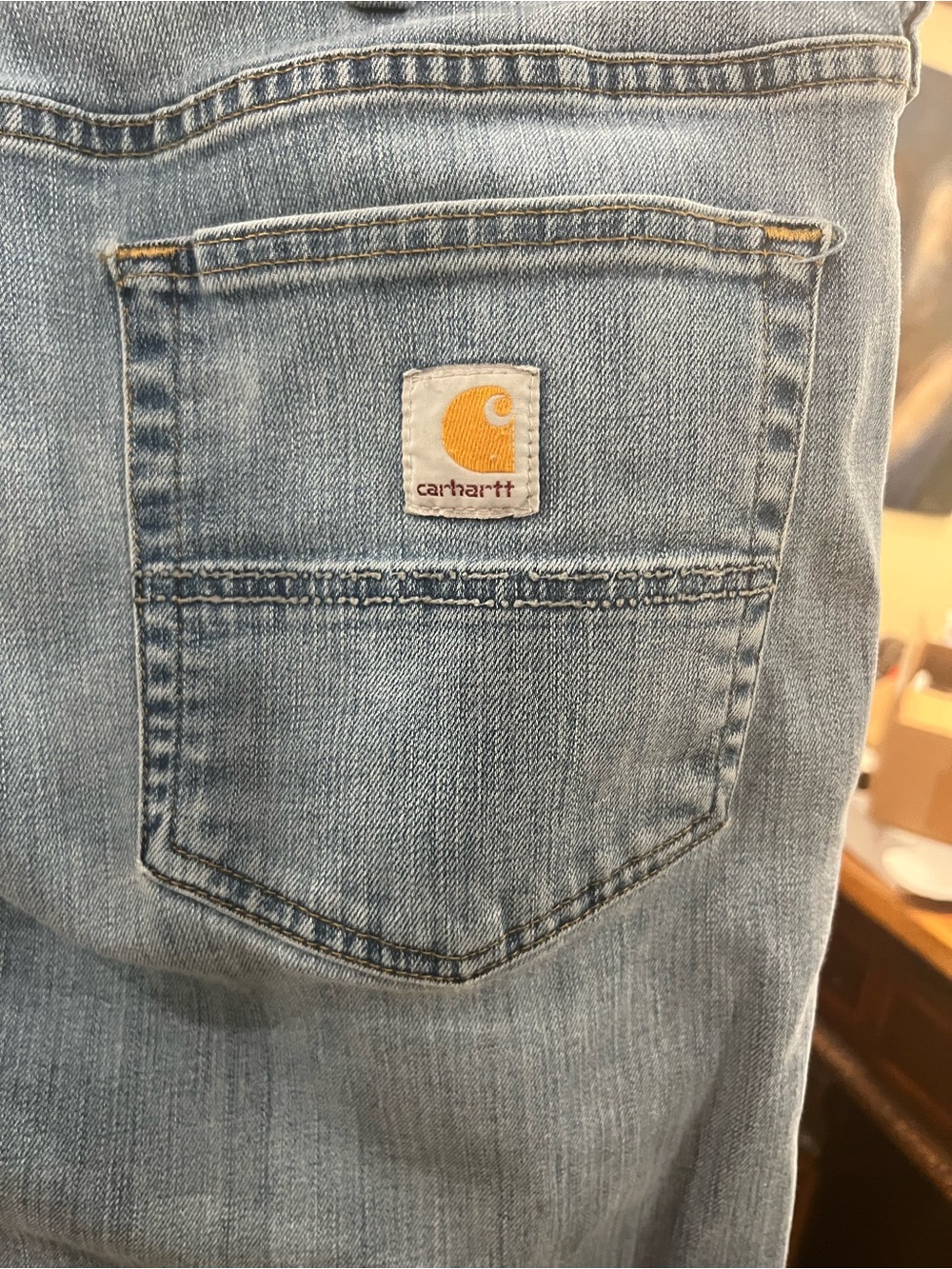 Carhartt Men's Light Wash Blue Denim Relaxed Jeans